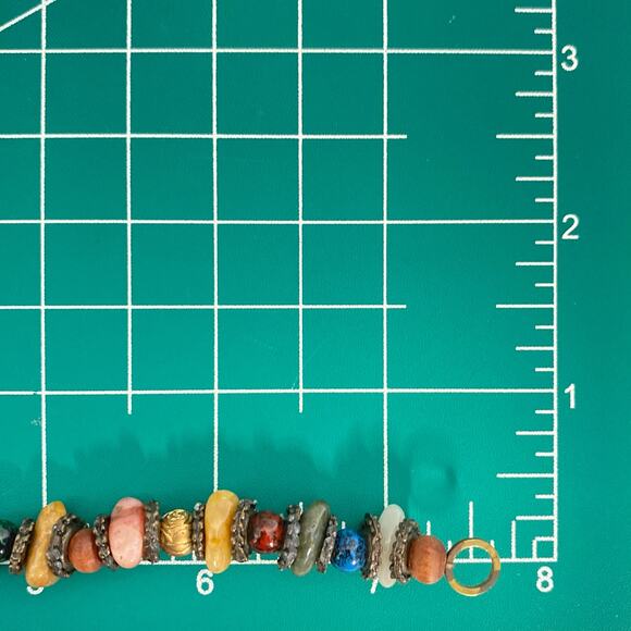 Artisan Bracelet Multicolor Irregular Shaped Stones With Bronze Rondelles - Picture 10 of 10